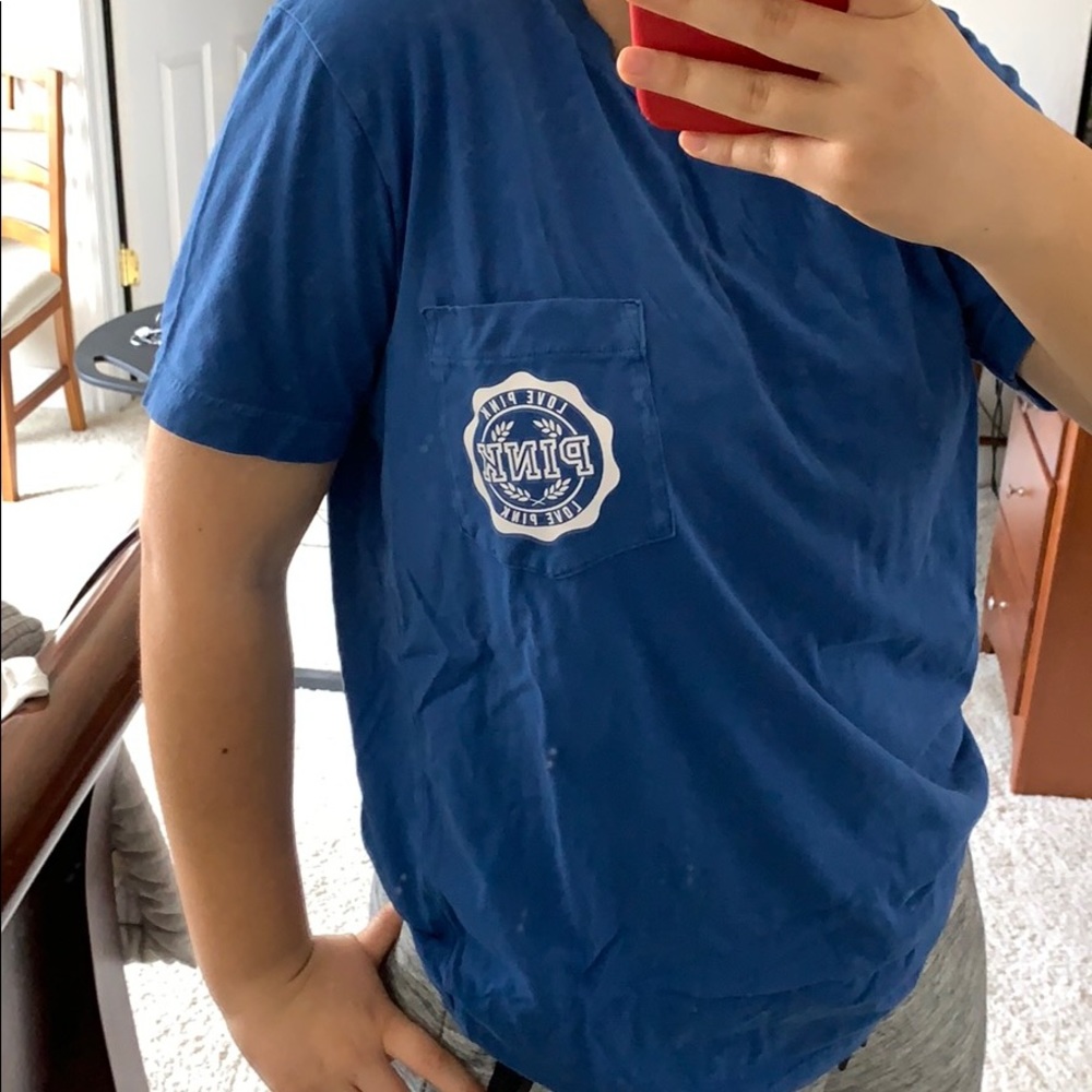 vs pink college style pocket t shirt